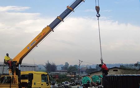Construction of truck mounted crane in Gabon transformer plant